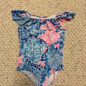 Lilly Pulitzer Blue and Pink Kids One Piece Swimsuit